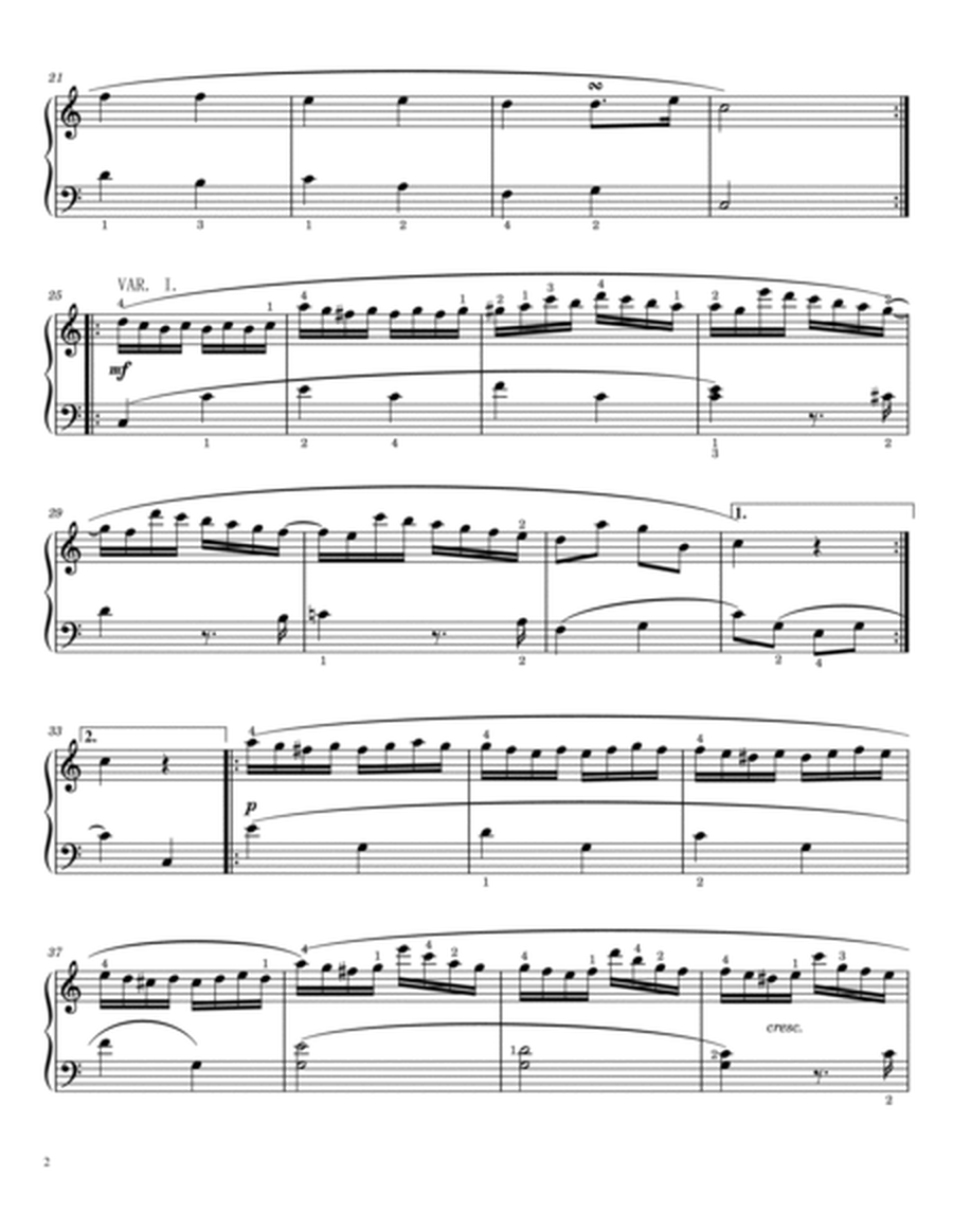 Mozart - KV 265 Twinkle Twinkle Little Star - 12 Variations K.265 Original With Fingered image number null