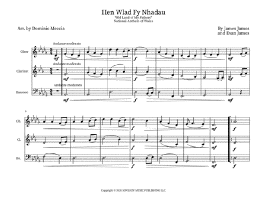 Hen Wlad Fy Nhadau Hen Wlad Fy Nhadau Woodwind Trio scores gallery preview page 1
