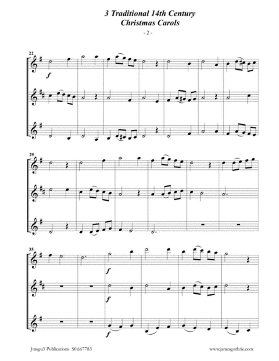 3 Traditional 14th Century Christmas Carols for Clarinet Trio Clarinet Trio scores gallery preview page 2