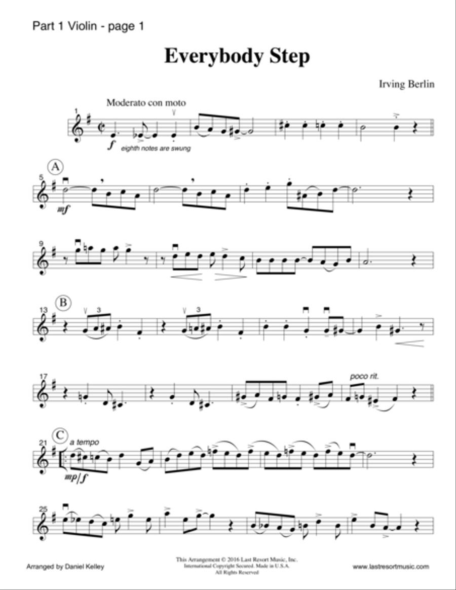 Everybody Step for String Trio- Violin, Viola, Cello String Trio scores gallery preview page 4