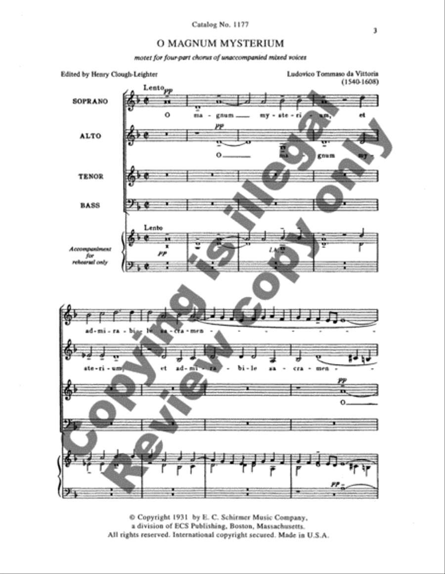 O Magnum Mysterium 4-Part scores gallery preview page 3