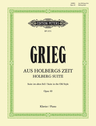 Book cover for Holberg Suite (Suite in the Old Style) Op. 40 for Piano
