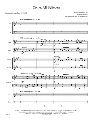Come, All Believers - Instrumental Score and Parts
