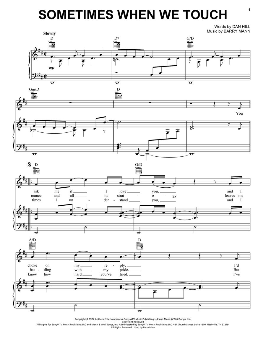 Sometimes When We Touch Acoustic Guitar scores gallery preview page 1