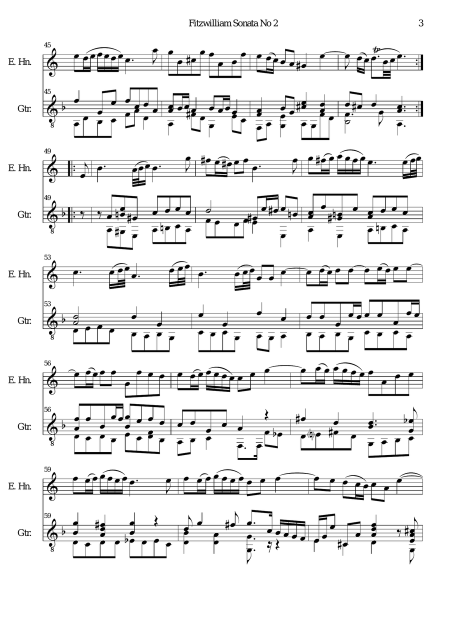 Fitzwilliam Sonata No 2 for cor anglais and guitar English Horn scores gallery preview page 3