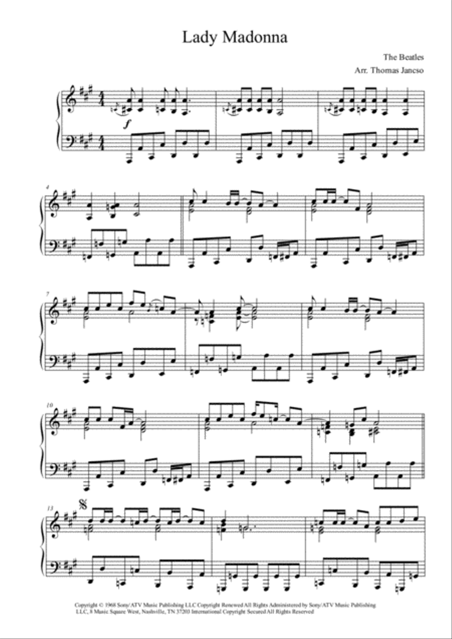 Lady Madonna Piano Solo scores gallery preview page 1
