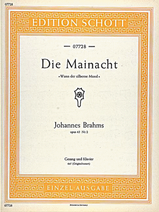 Book cover for Die Mainacht, Op. 43/2