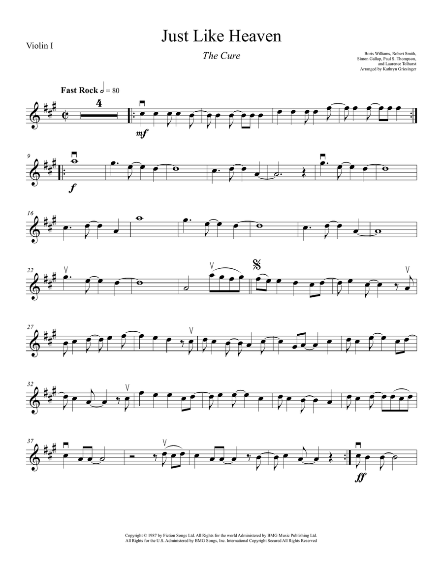 Just Like Heaven String Quartet scores gallery preview page 1
