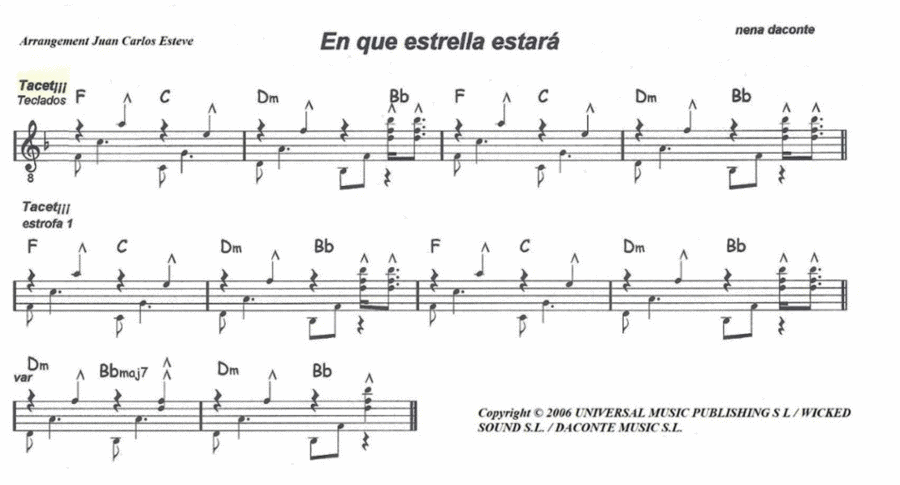 En Que Estrella Estara Easy Piano scores gallery preview page 1
