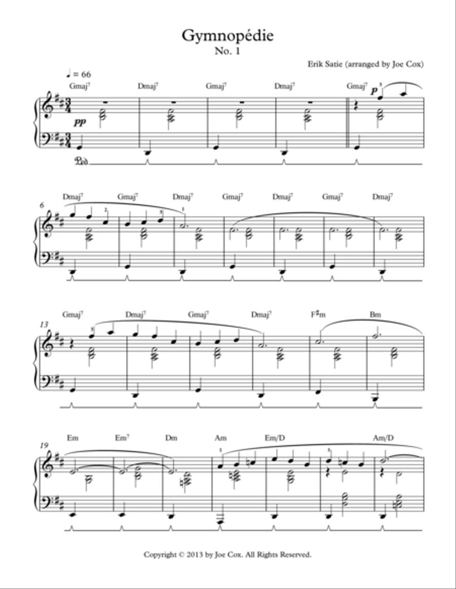 Gymnopédie Piano Solo scores gallery preview page 1