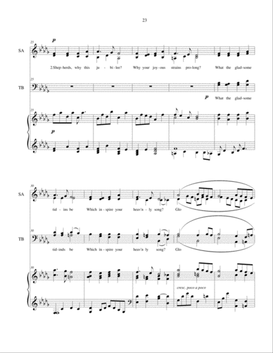 Angels We Have Heard on High - SATB choir with piano accompaniment 4-Part scores gallery preview page 5