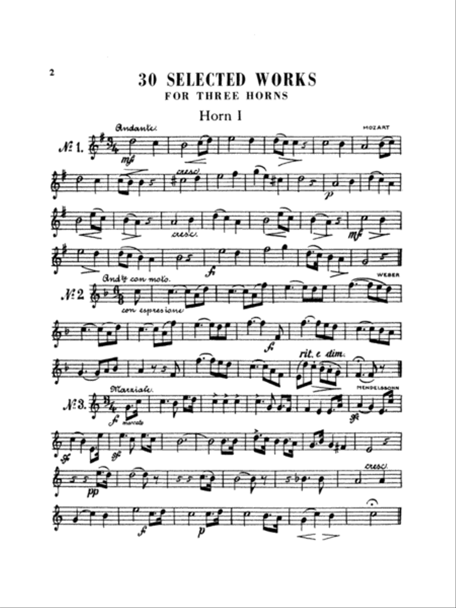 Thirty Selected Works for Three Horns (Mozart, Mendelssohn, Kling, etc.) Brass Trio scores gallery preview page 3