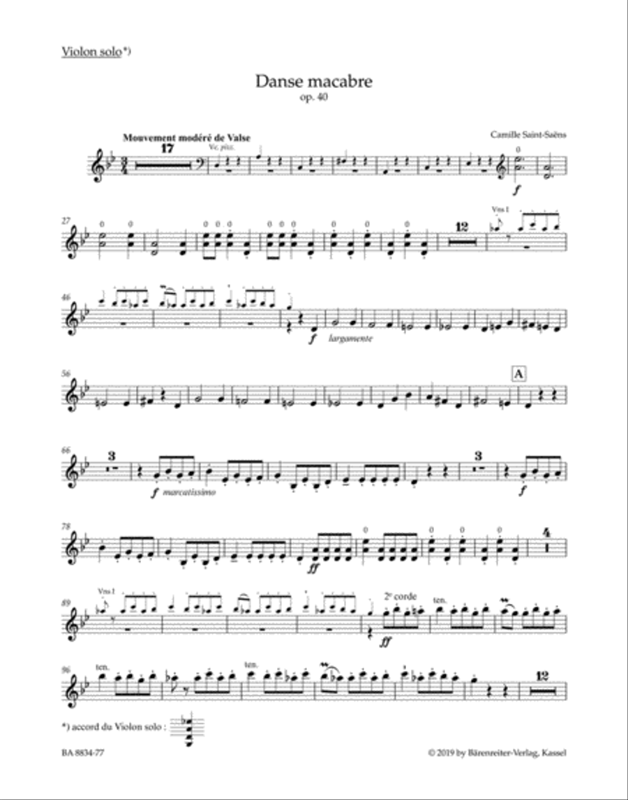 Danse macabre, op. 40 Violin Solo scores gallery preview page 1