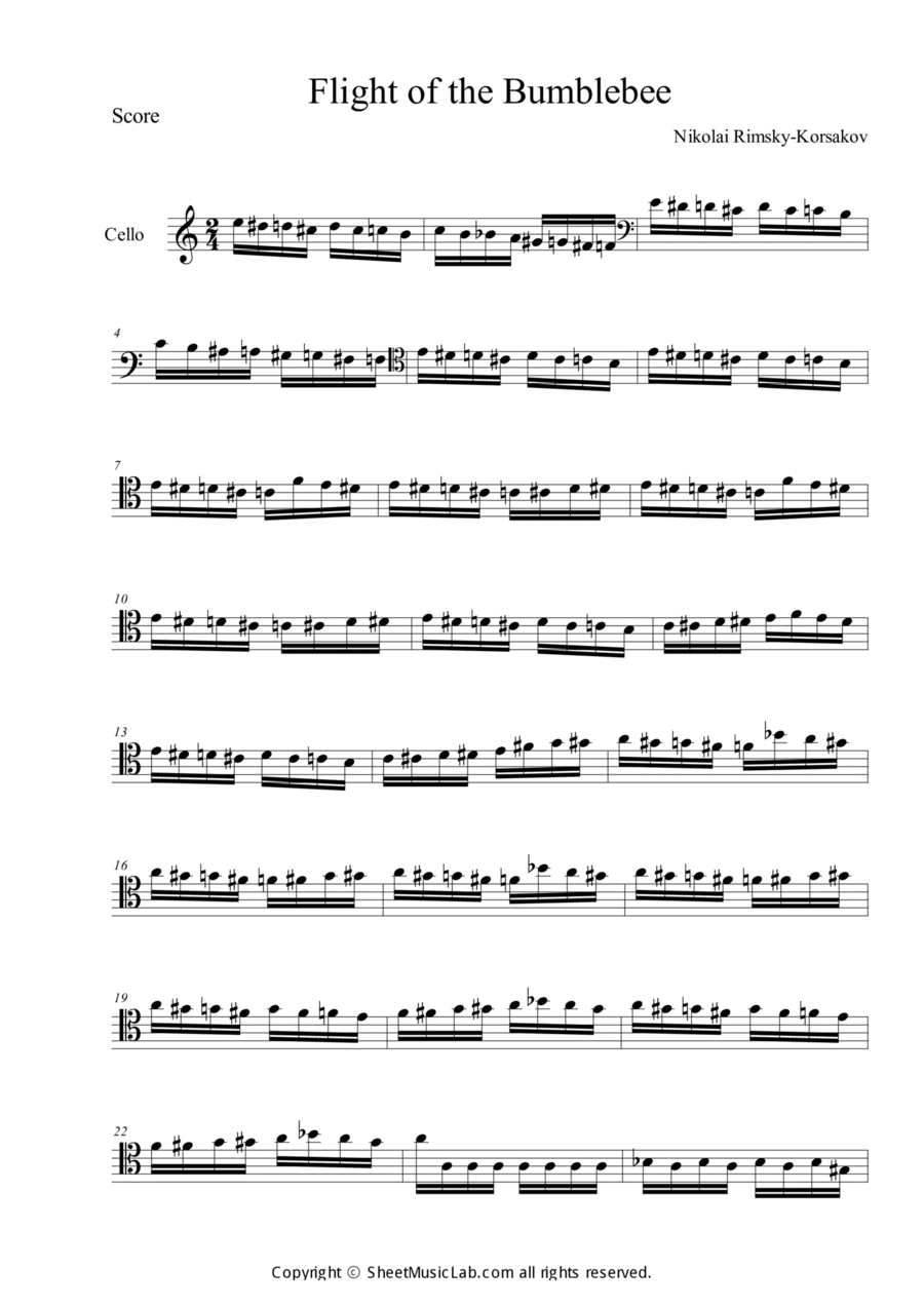 Flight of the Bumblebee Cello scores gallery preview page 1