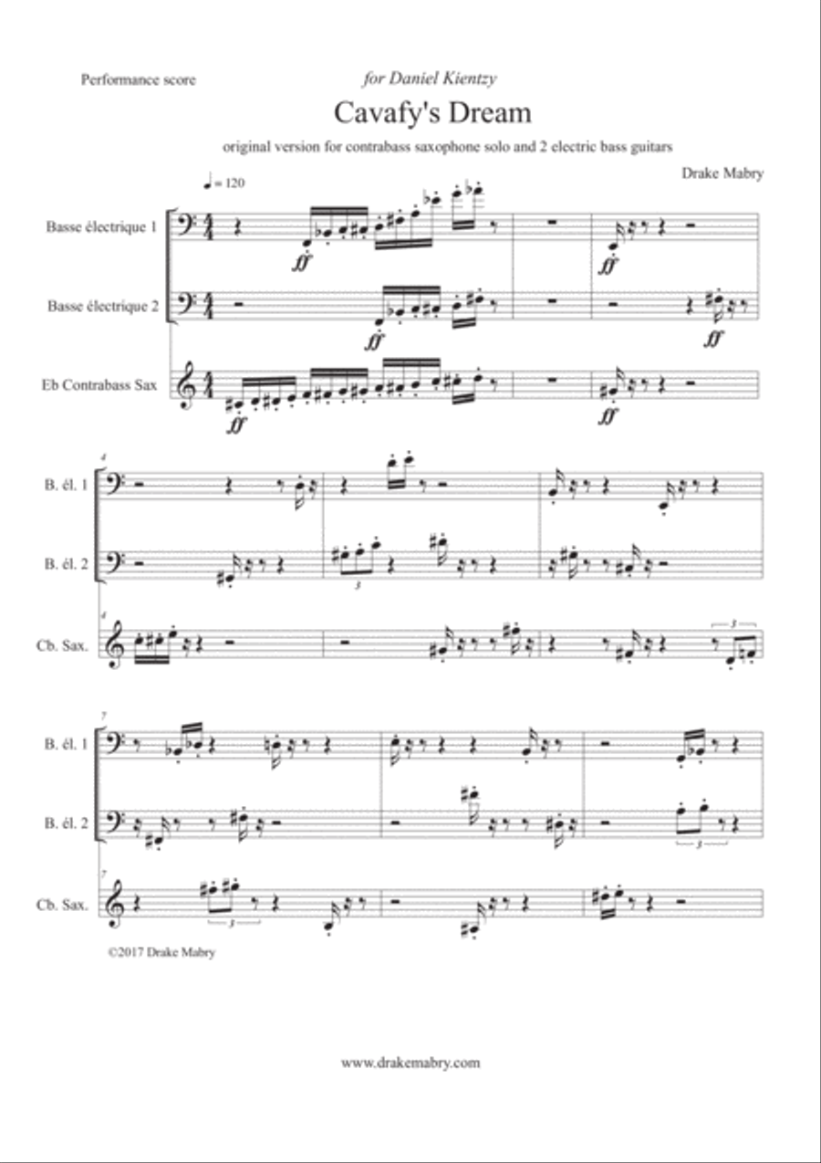 Cavafy's Dream (original version) Small Ensemble scores gallery preview page 1