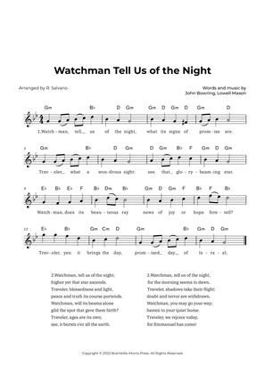 Watchman Tell Us of the Night (Key of G Minor)