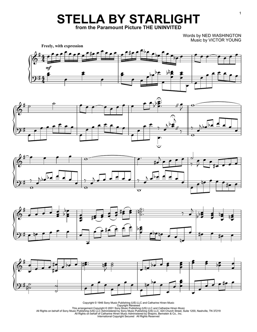 Stella By Starlight (arr. Al Lerner) Piano Solo scores gallery preview page 1