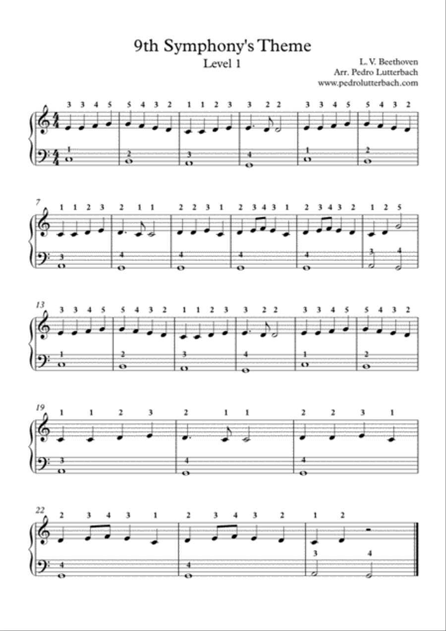 9th Symphony's Theme Easy Piano scores gallery preview page 1
