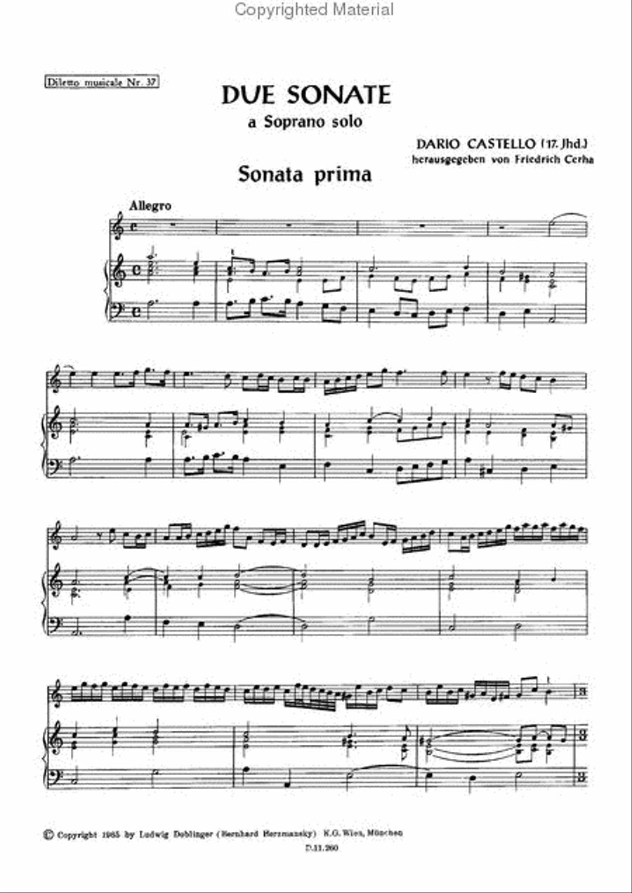 Due Sonate a Soprano solo in a und d Violin Solo scores gallery preview page 2