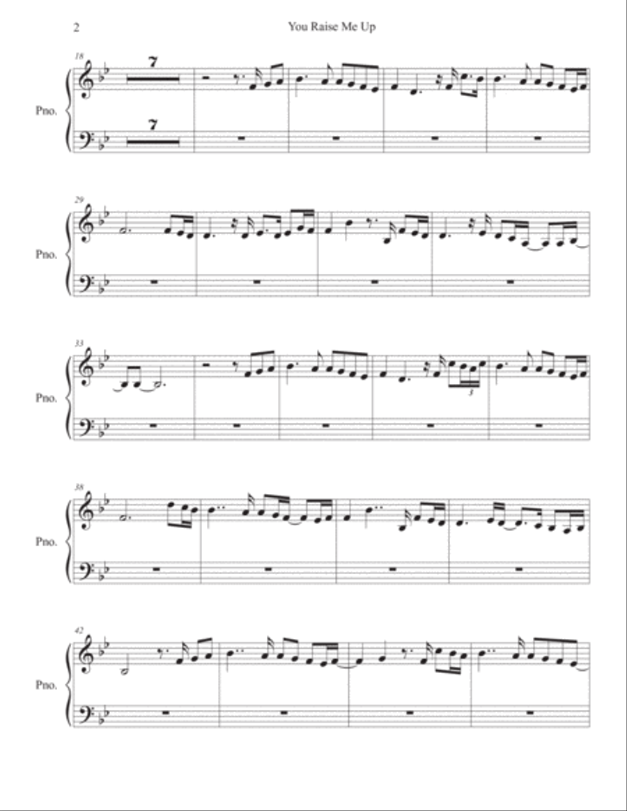 You Raise Me Up You Raise Me Up Easy Piano scores gallery preview page 2