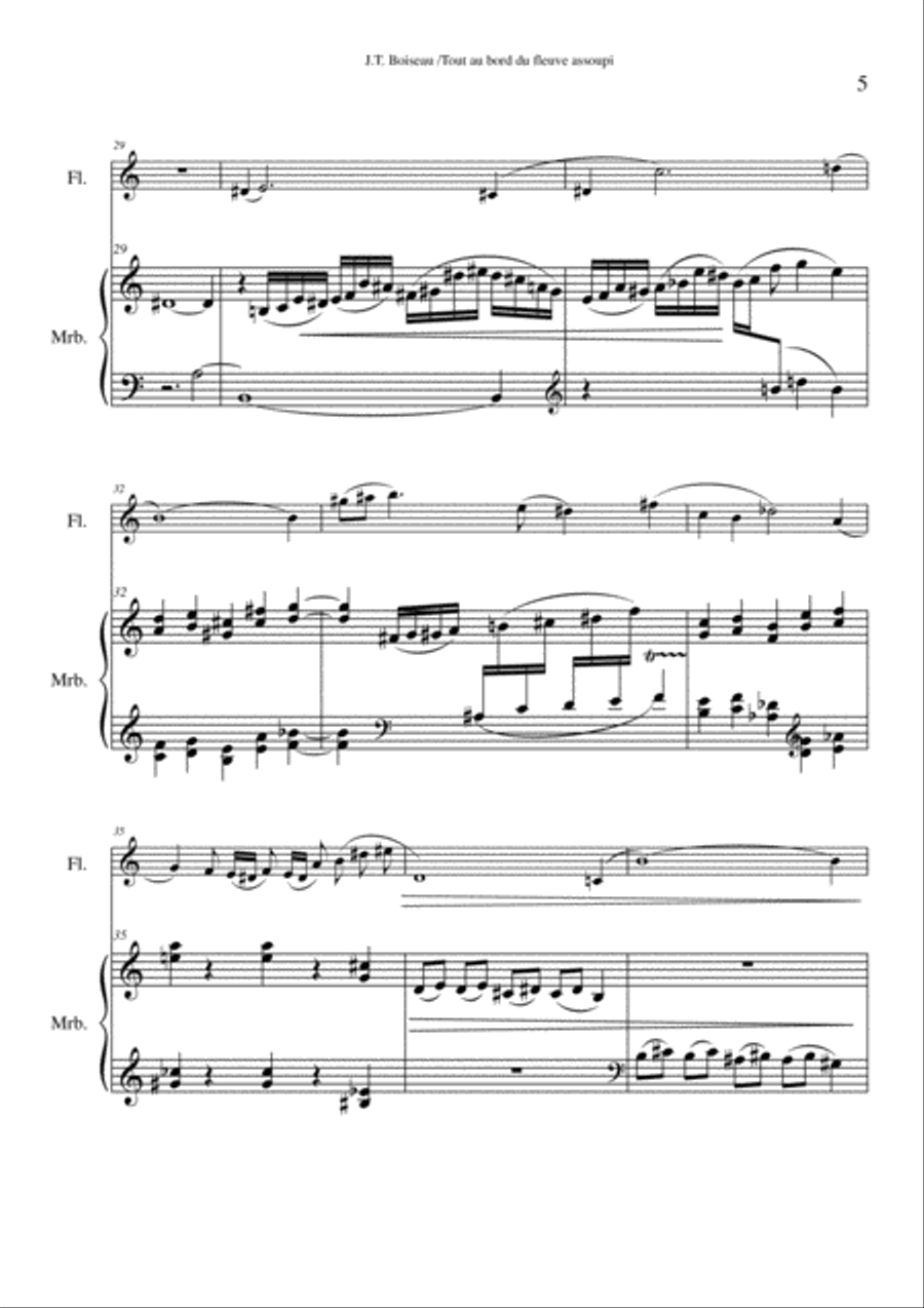 Jean-Thierry Boisseau: Tout au bord du fleuve assoupi for flute and marimba Flute scores gallery preview page 5