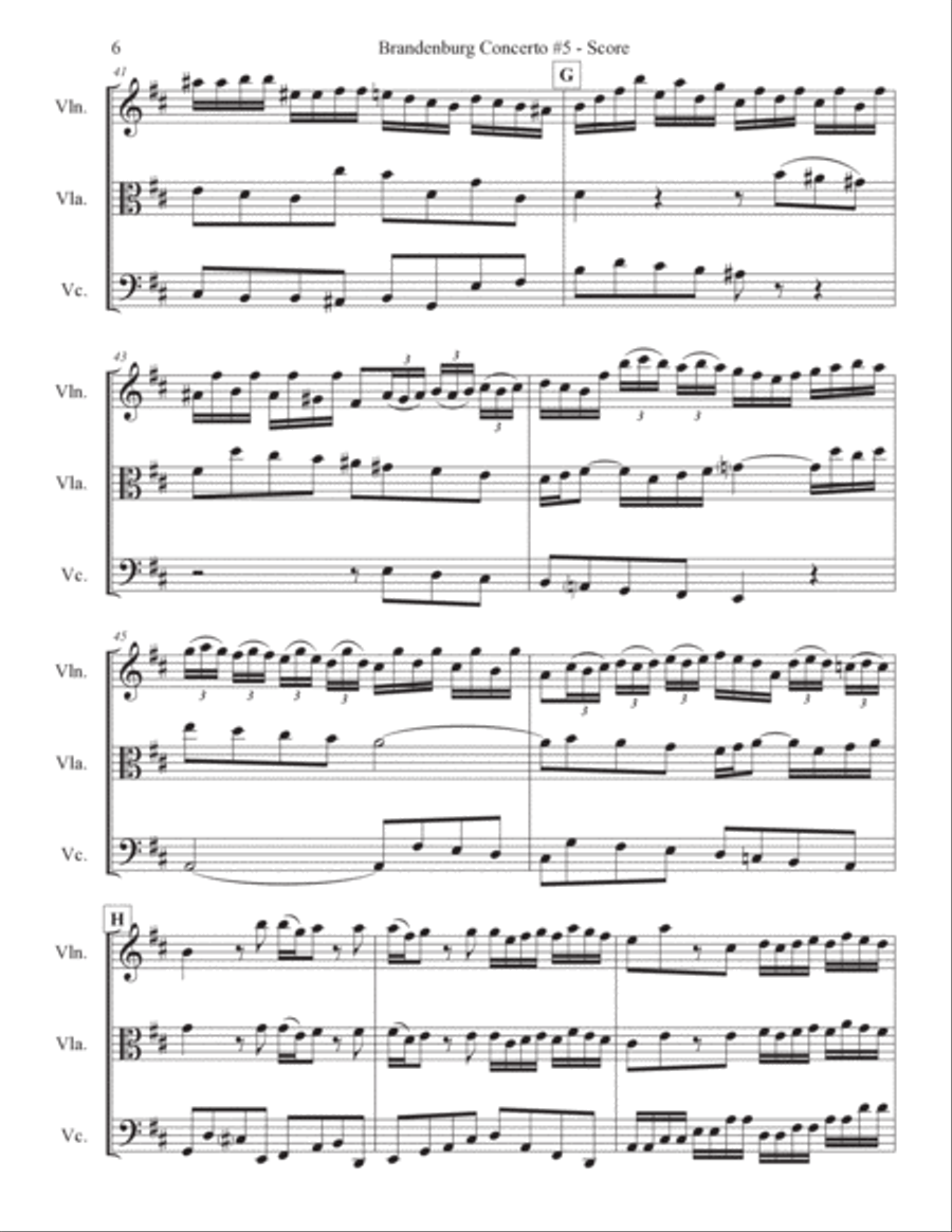 Brandenburg Concerto #5, 1st. Mvt. for String Trio String Trio scores gallery preview page 6