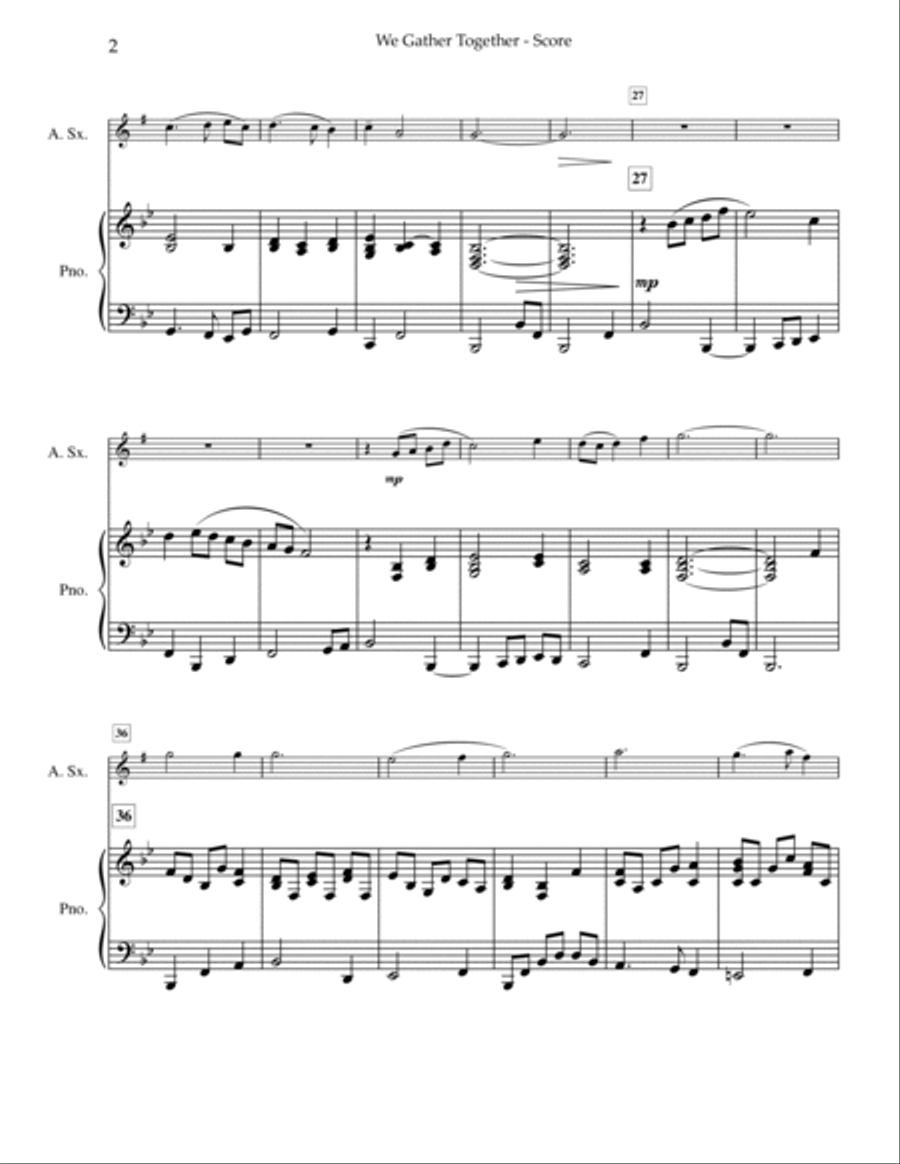 We Gather Together Alto Saxophone scores gallery preview page 3