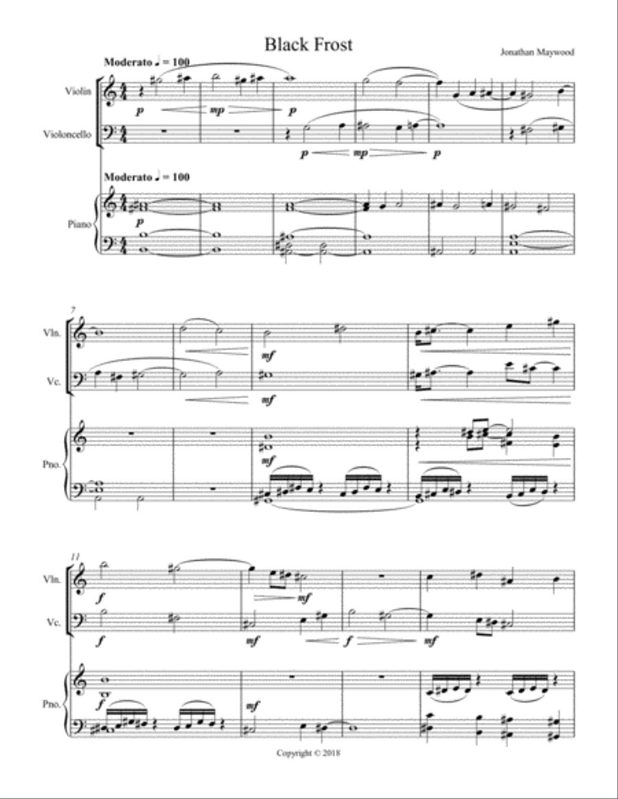 Black Frost Piano Trio scores gallery preview page 1