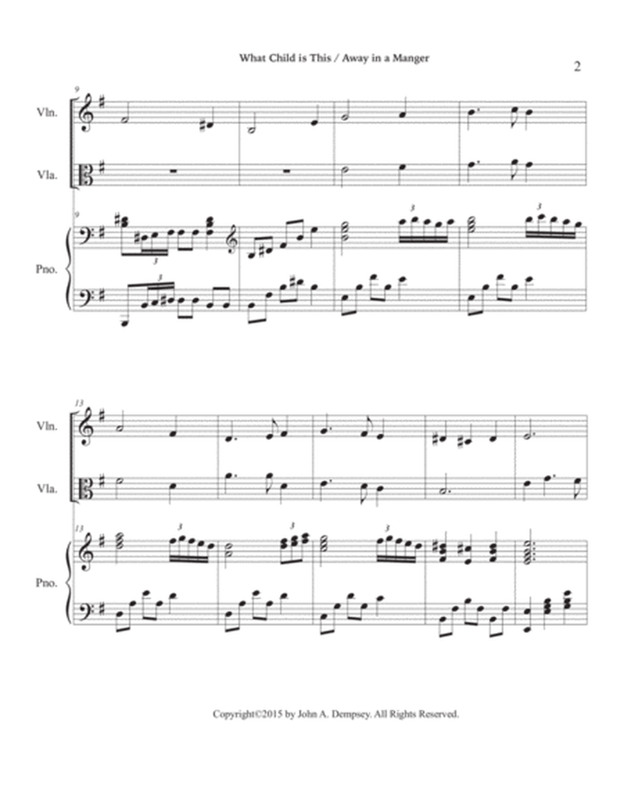 Christmas Medley (What Child is This / Away in a Manger): Trio for Violin, Viola and Piano image number null