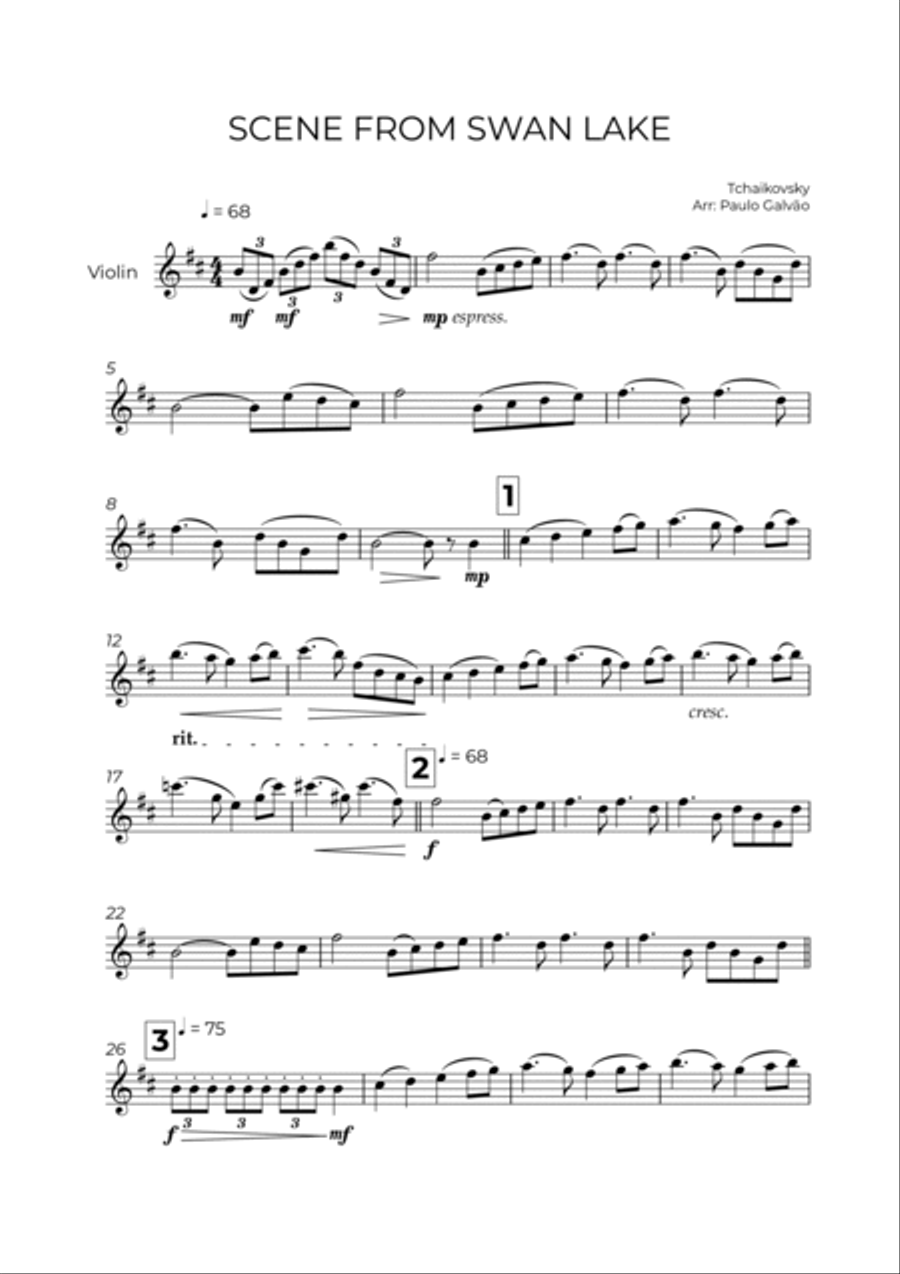 SCENE FROM SWAN LAKE - TCHAIKOVSKY – VIOLIN SOLO Violin Solo scores gallery preview page 2