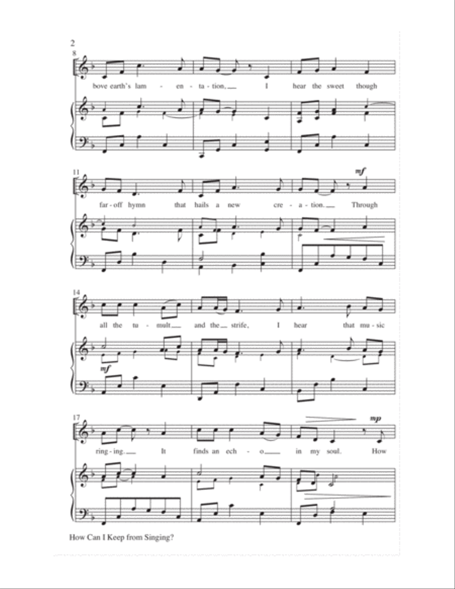 How Can I Keep from Singing? Unison Choir scores gallery preview page 2