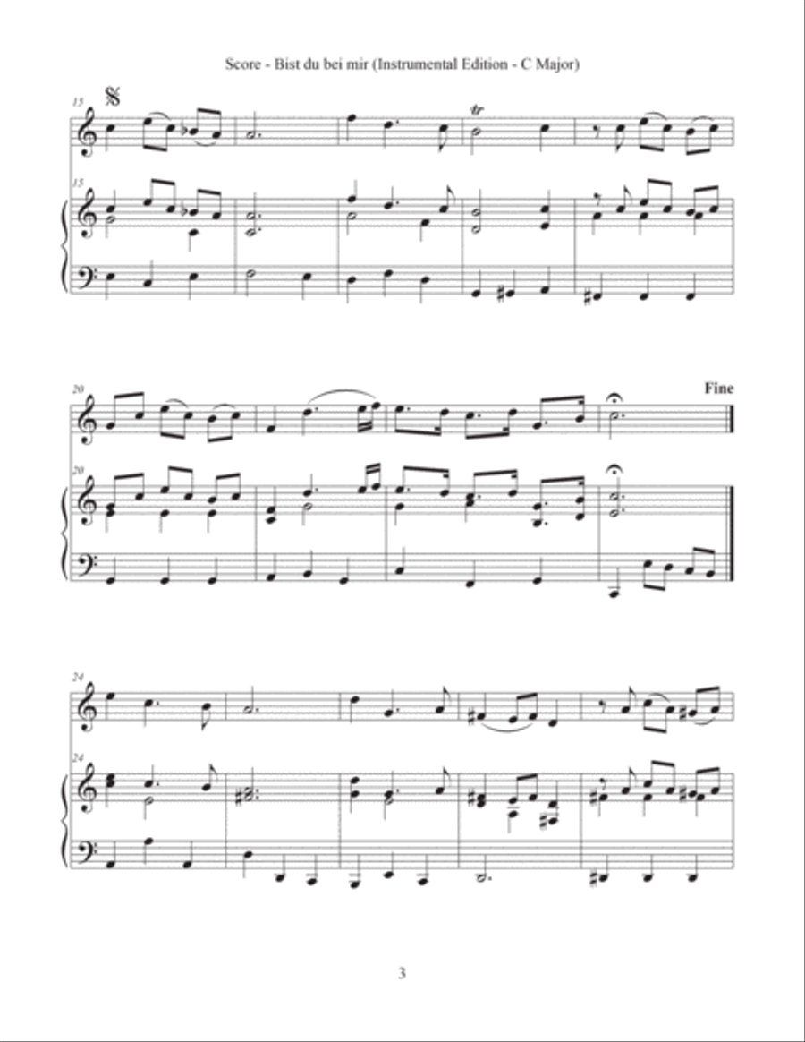 Bist du bei mir (Instrumental Edition in C Major with Keyboard) English Horn scores gallery preview page 3