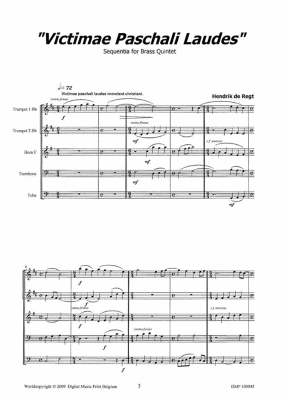 Victimae Paschali Victimae Paschali Brass Quintet scores gallery preview page 2