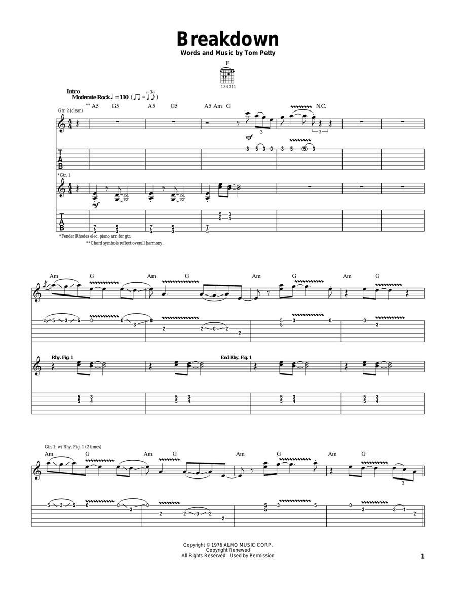 Breakdown Acoustic Guitar scores gallery preview page 1
