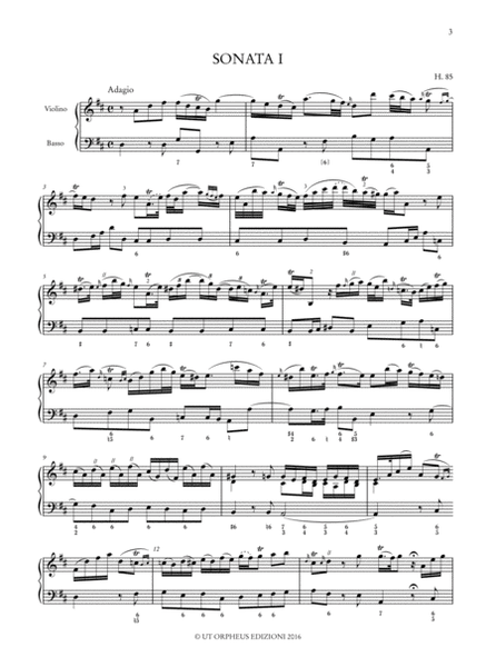 12 Sonatas for Violin and Figured Bass Op. 4 (1739) (H. 85-96). Critical Edition