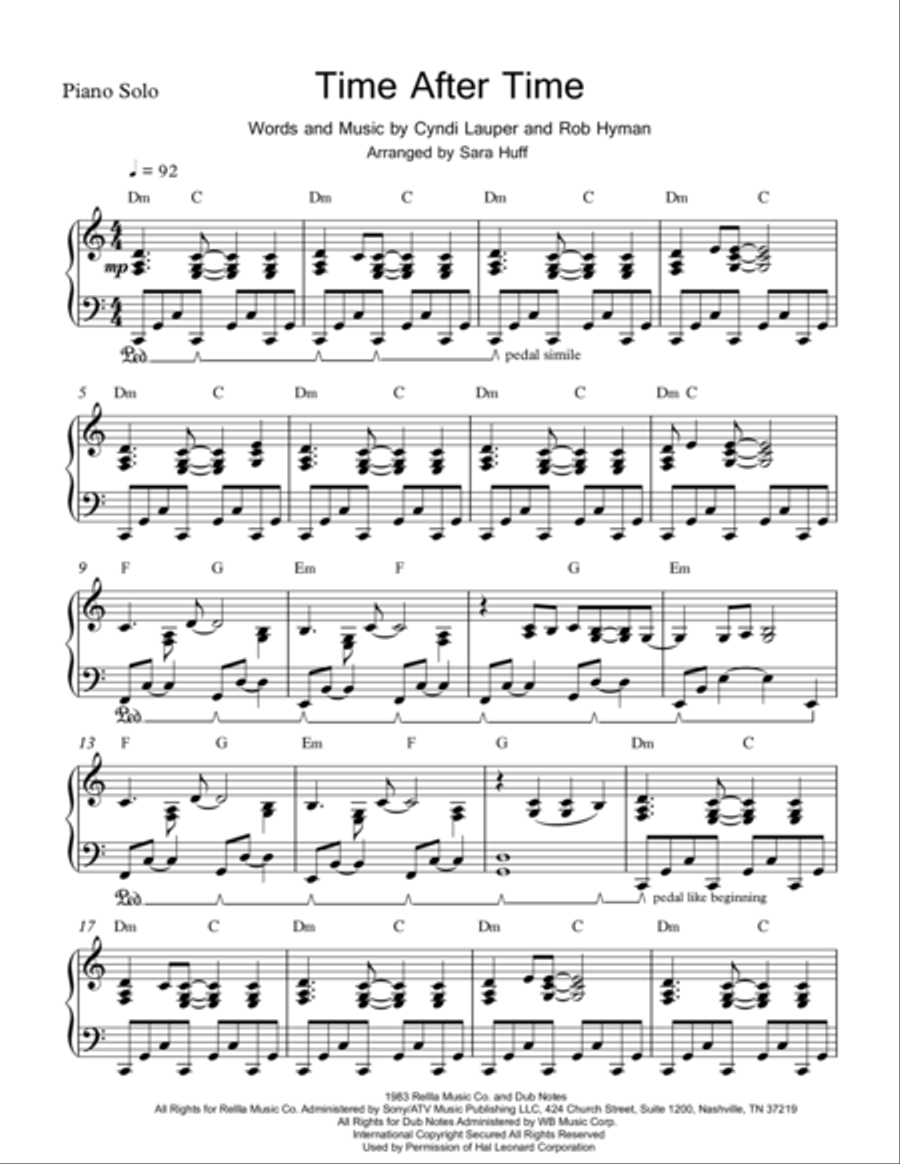 Time After Time Piano Solo scores gallery preview page 2