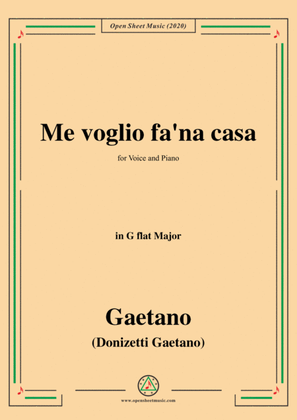 Book cover for Donizetti-Me voglio fa'na casa,in G flat Major,for Voice and Piano