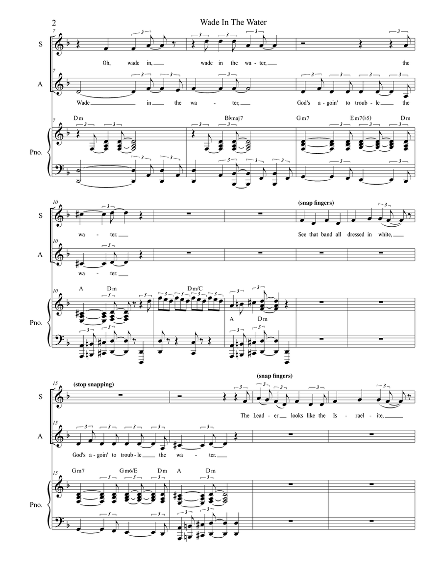 Wade In The Water (for 2-part choir - (SA) SA scores gallery preview page 2