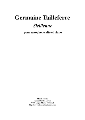 Germaine Tailleferre: Sicilienne for alto saxophone and piano