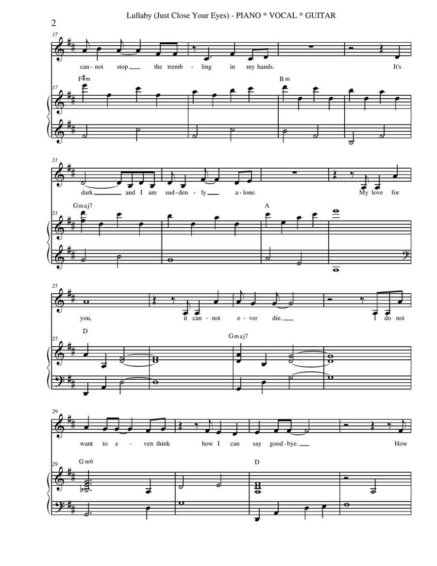 Lullaby (Just Close Your Eyes) Piano, Vocal scores gallery preview page 2