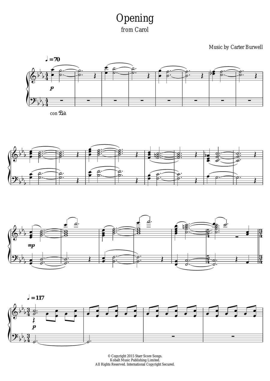 Opening (from 'Carol') Piano Solo scores gallery preview page 1