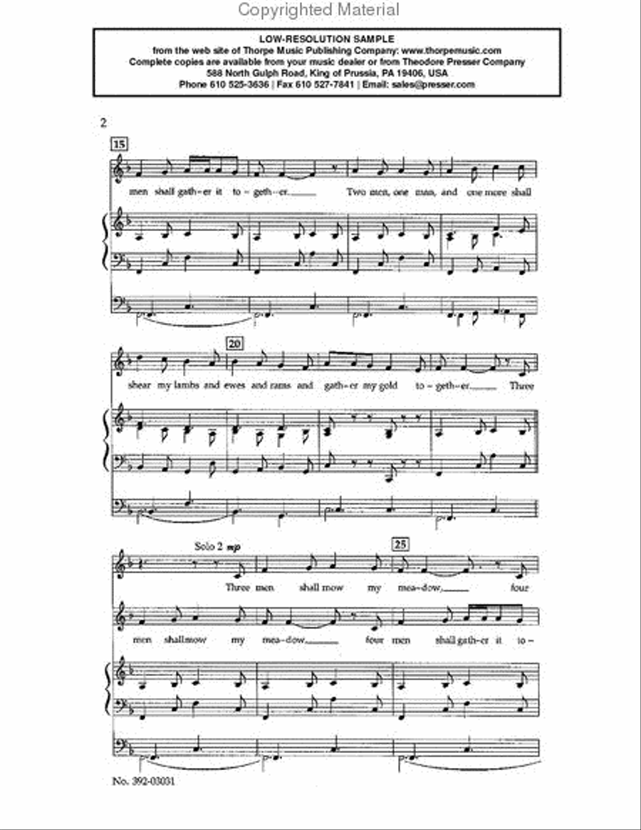 One Man Shall Mow My Meadow Choir scores gallery preview page 3