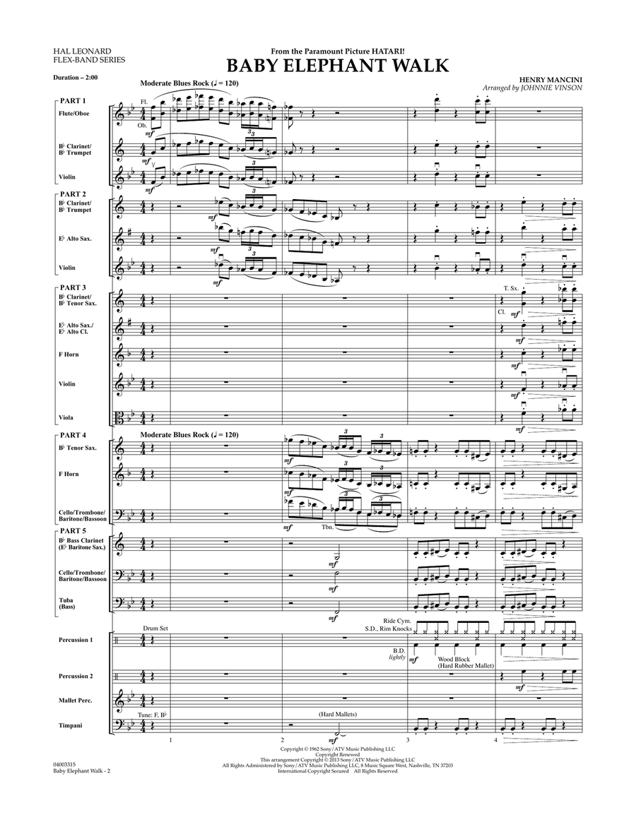 Baby Elephant Walk - Full Score Concert Band scores gallery preview page 2