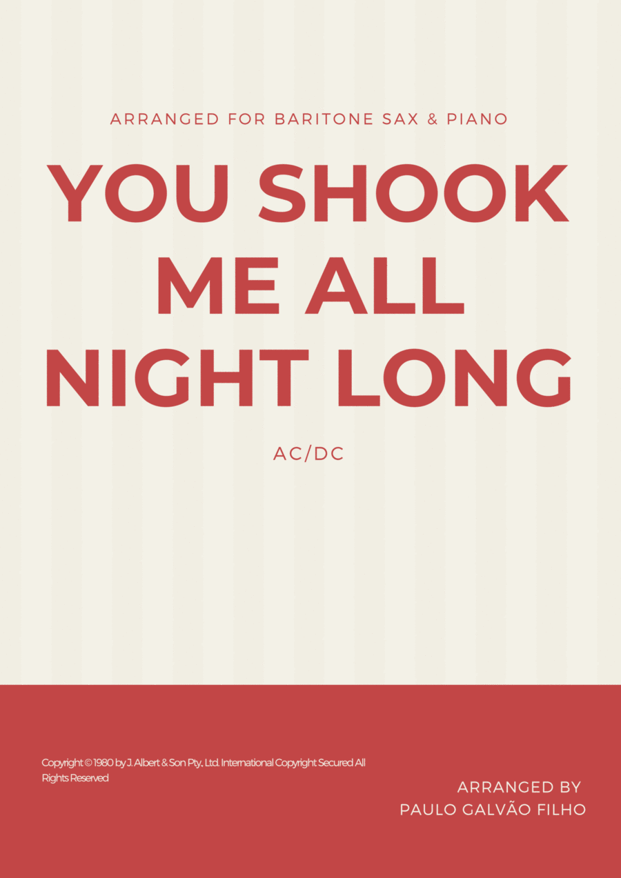 You Shook Me All Night Long Baritone Saxophone scores gallery preview page 1