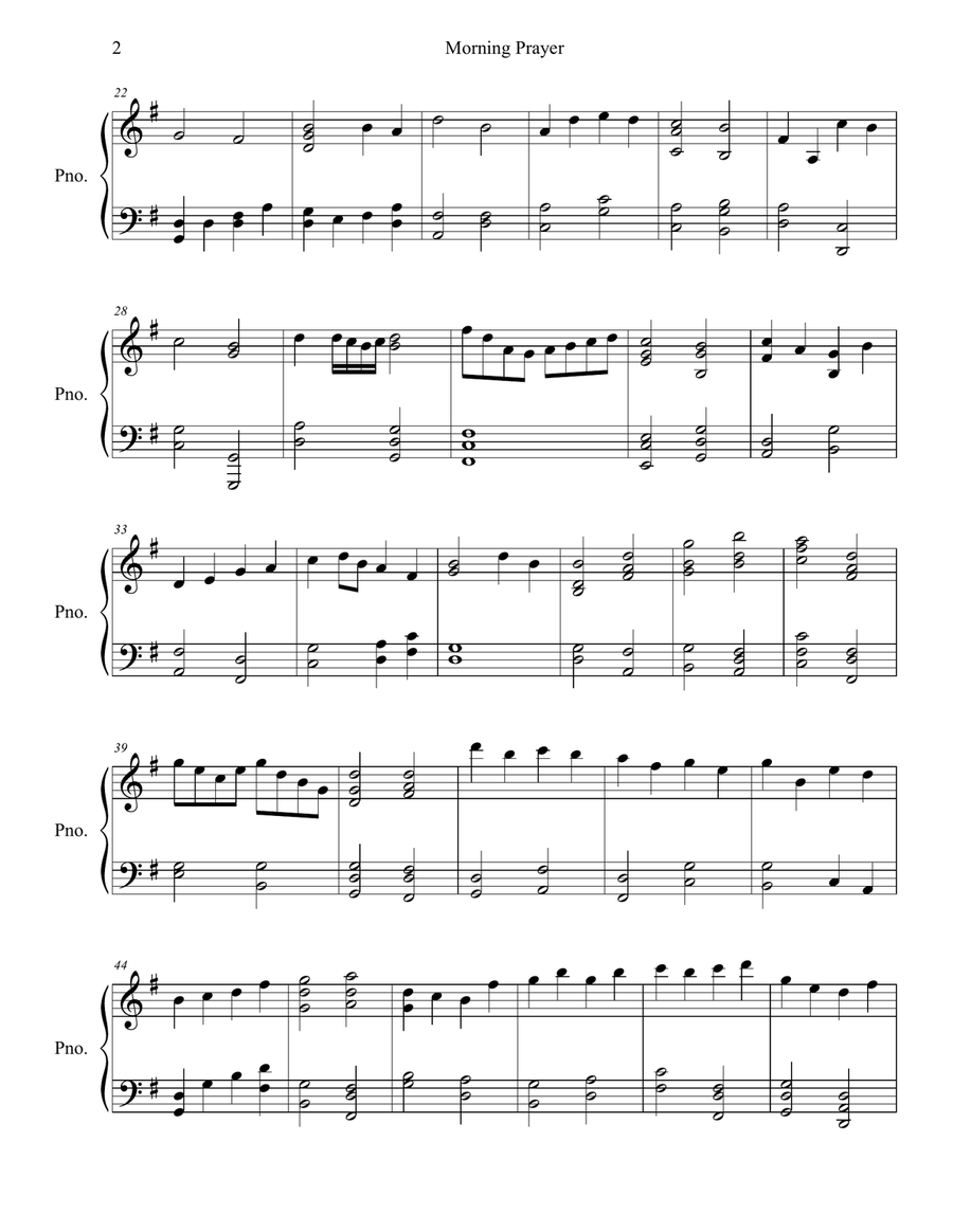 Morning Prayer Morning Prayer Piano Solo scores gallery preview page 2