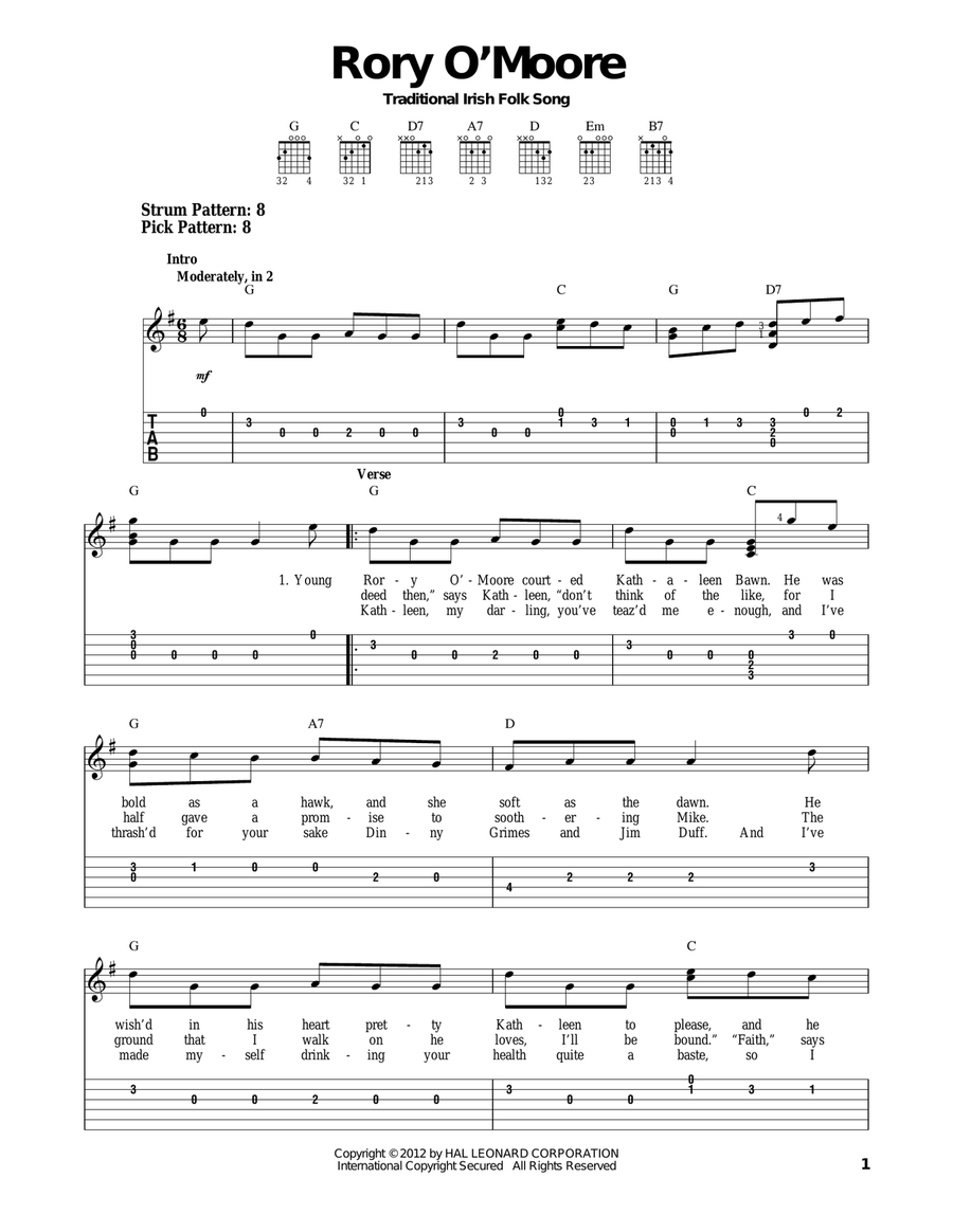 Rory O'Moore Rory O'Moore Guitar Tablature scores gallery preview page 1