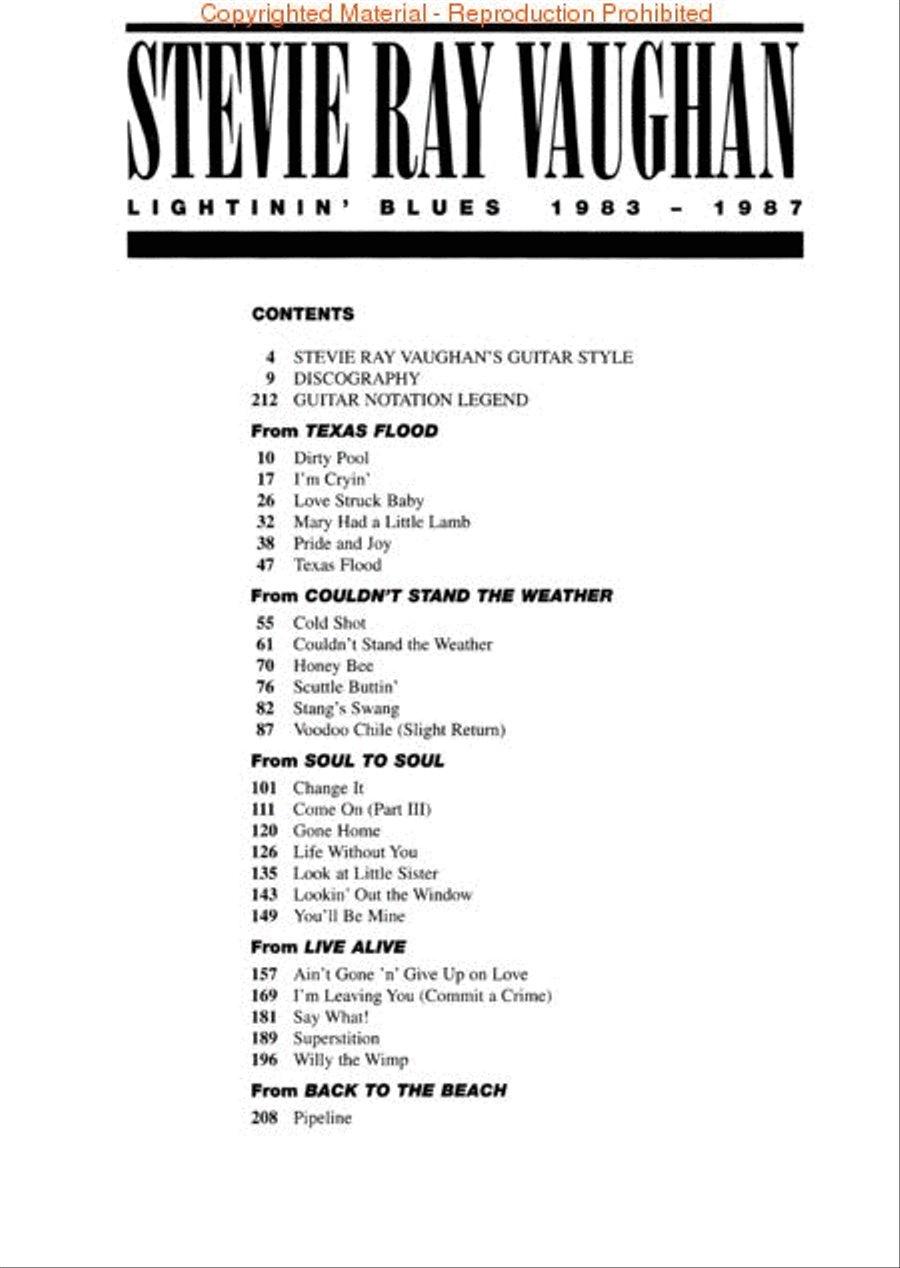 Stevie Ray Vaughan – Lightnin' Blues 1983-1987 Electric Guitar scores gallery preview page 2