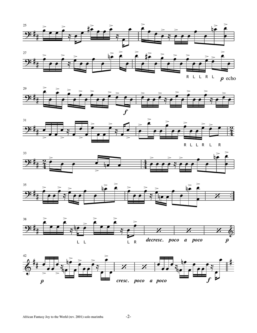 African Fantasy on Joy to the World Marimba scores gallery preview page 2