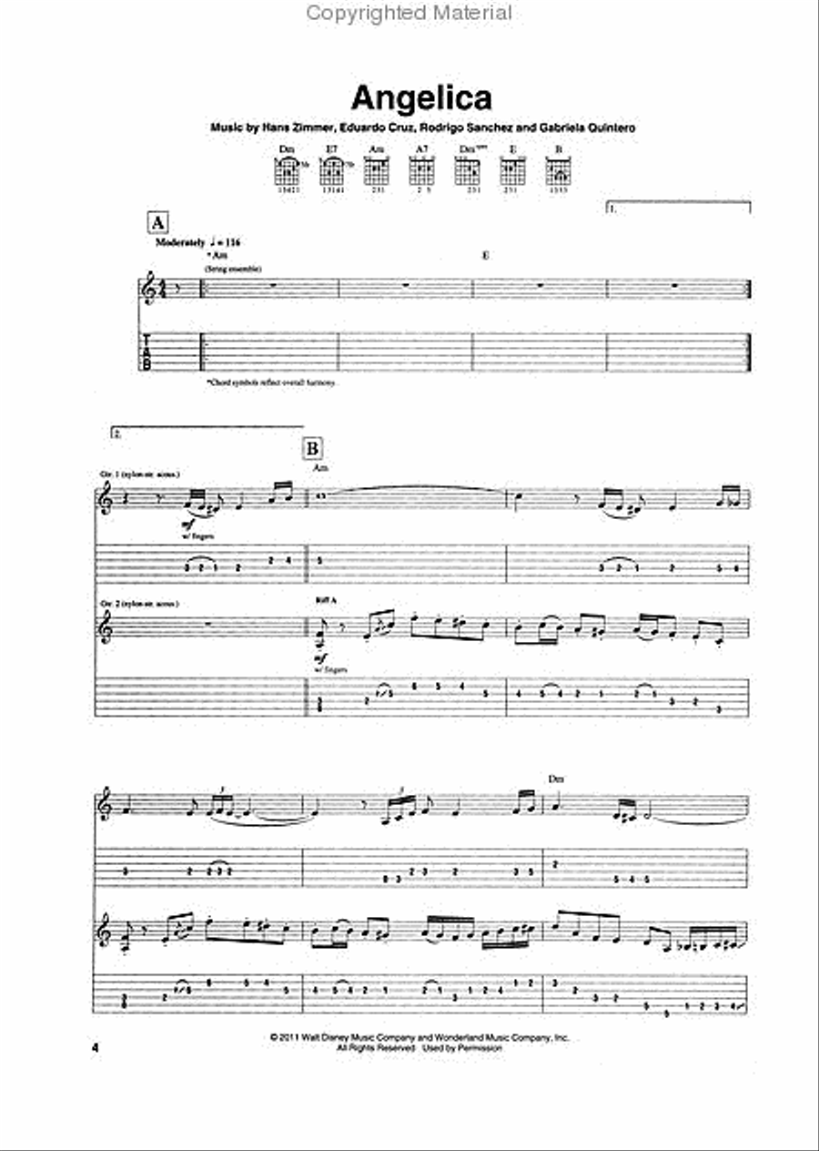 Pirates of the Caribbean - On Stranger Tides Guitar Tablature scores gallery preview page 2