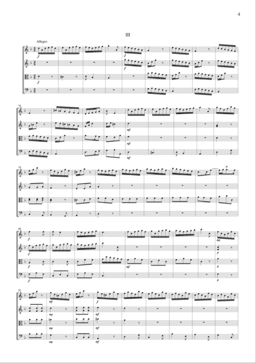 Marcello Oboe Concerto in d, for string quartet, CM601 String Quartet scores gallery preview page 4